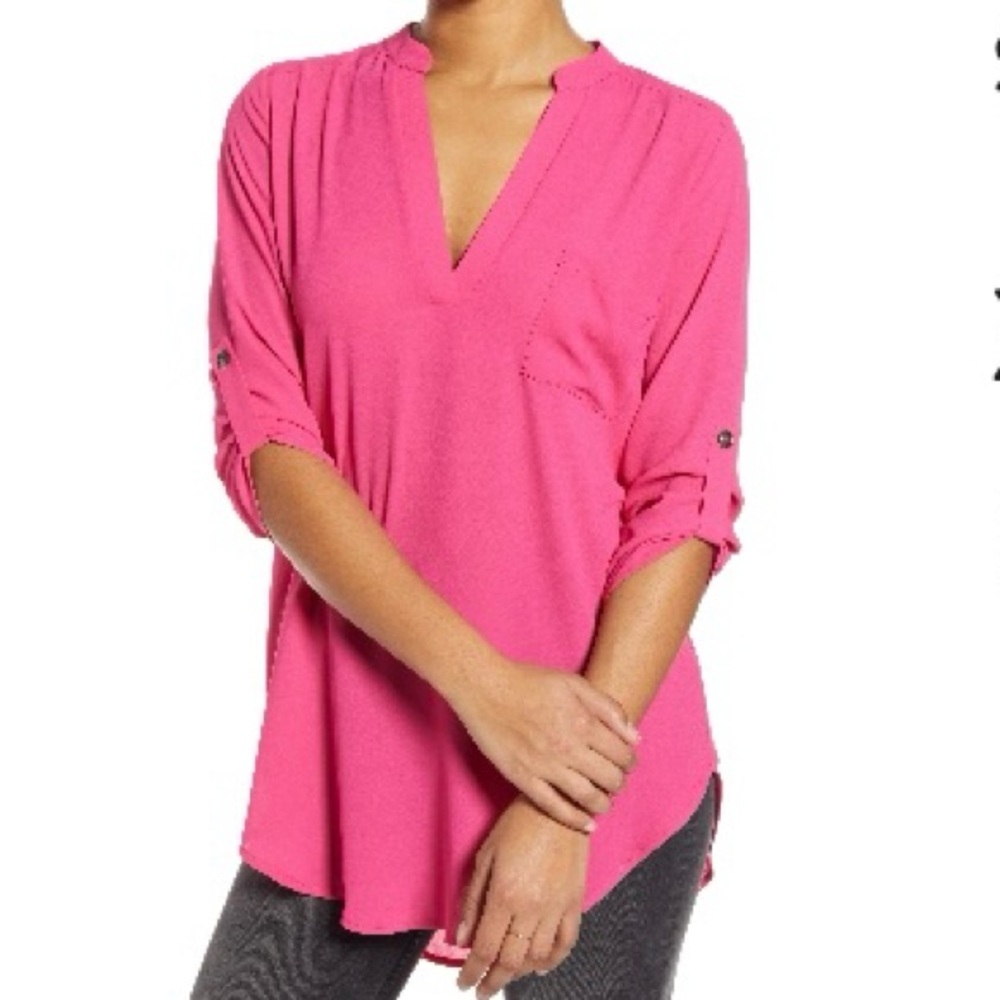 All in Favor Pink “Perfect Henley Tunic”